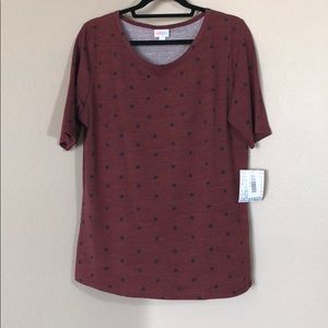 Maroon micro stripe polkadot 2XL Lularoe Gigi Top